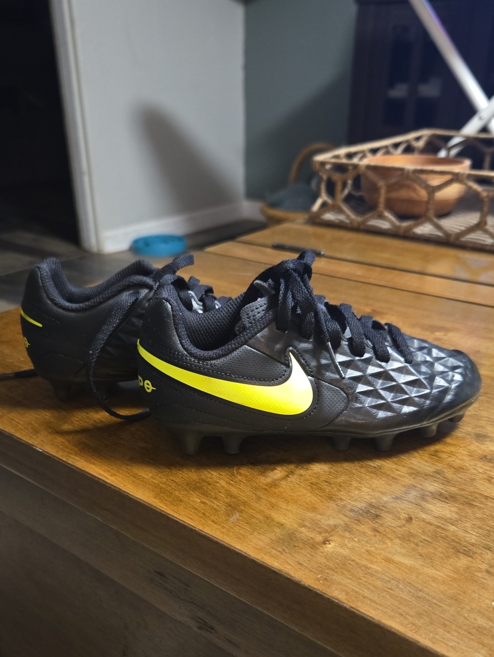 Nike Black and Neon Yellow Kids Sneakers